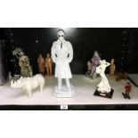 10 assorted ceramic wooden and resin figures including Capodimonte (some A/F)