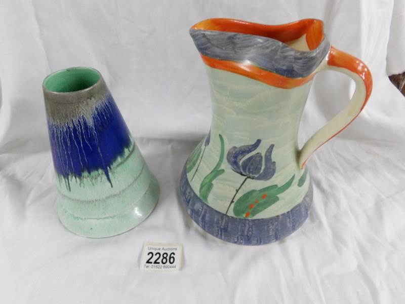 A Shelley vase and a Myott jug.