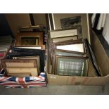2 boxes of picture frames etc