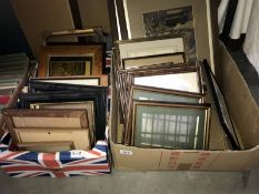 2 boxes of picture frames etc