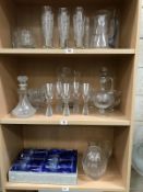 A quantity of glassware including vases, jugs, glasses etc.