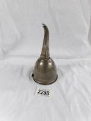 A Georgian silver wine funnel, hall marked John Emes, London, 1798, approximately 182 grams, a/f.