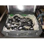 A galvanised steel trunk/box full of cutlery