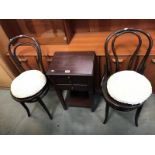 2 Bentwood chairs & a small cupboard