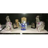 A quantity of Indian mirror glass ornaments of figures and elephants etc.