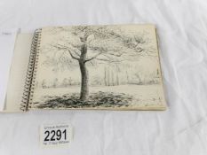 An artist's sketch book of drawings and watercolours.