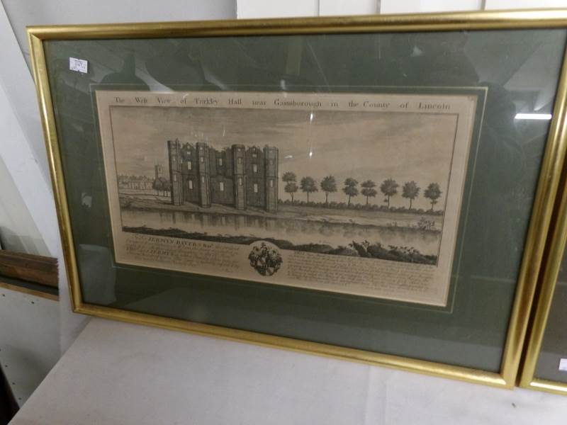 A set of 8 framed and glazed 18th century Lincolnshire 'Building Prospects' engravings inscribed - Image 2 of 9