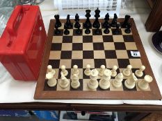 A chess set and board