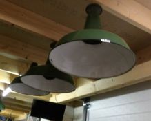 4 metal industrial ceiling lights.