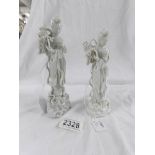 2 19th century Chinese blanc de chine figures, a/f.