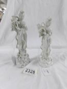 2 19th century Chinese blanc de chine figures, a/f.