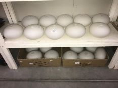 17 white lamp shades (2 shelves)