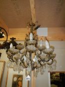An old glass chandelier.