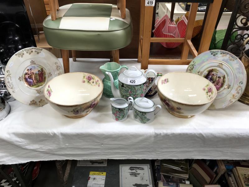 9 items of china incLuding a 3 piece Patrick Frey Limoges tea set,
