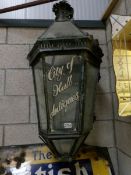 A 19th century sign written street lamp, a/f.