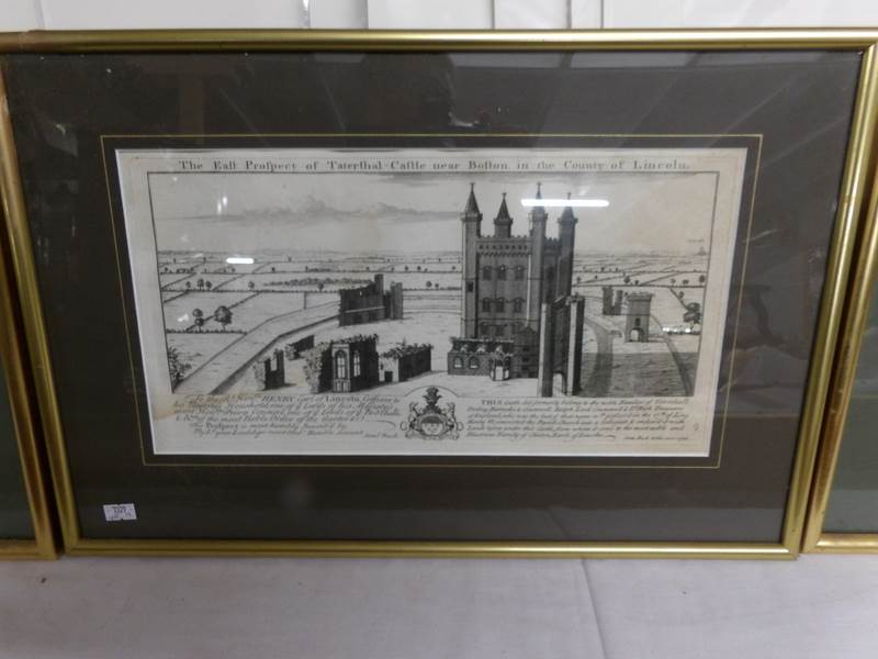 A set of 8 framed and glazed 18th century Lincolnshire 'Building Prospects' engravings inscribed - Image 4 of 9