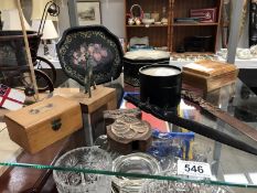 A mixed lot including wooden boxes, watch stand etc.