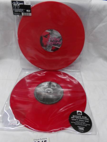 2 red vinyl discs - Bullet for my Valentine 'Don't Need You' and Virtural Boyfriend.