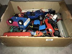 A large box of playworn Diecast including Corgi, Matchbox etc.