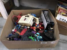 A box of toys including the Beano figures, Lledo, Solido Diecast models etc.