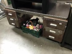 A vintage industrial double pedestal desk