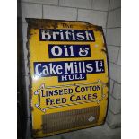 A British Oil and Cake Mills, Hull enamel sign.