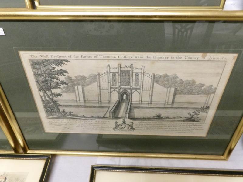 A set of 8 framed and glazed 18th century Lincolnshire 'Building Prospects' engravings inscribed - Image 9 of 9