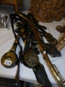 A good lot of leather horse harness with brasses.