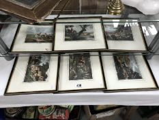 A set of 6 framed and glazed hunting pictures