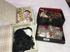 A mixed lot of costume jewellery and jewellery boxes