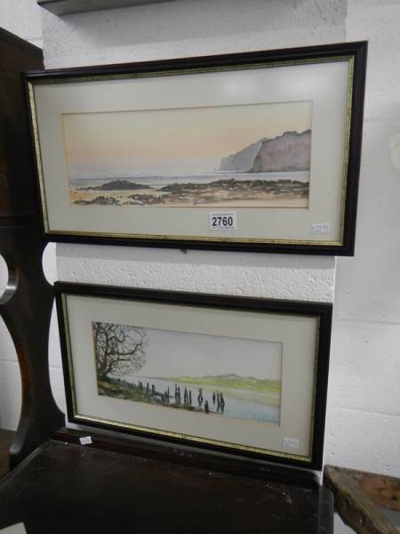 2 watercolours of scenes on the Isle of Wight, signed Chris Eccleston.