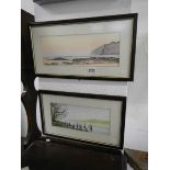 2 watercolours of scenes on the Isle of Wight, signed Chris Eccleston.