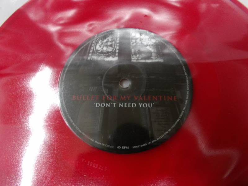 2 red vinyl discs - Bullet for my Valentine 'Don't Need You' and Virtural Boyfriend. - Image 3 of 3