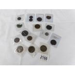 A mixed lot of coins including George II & III pennies,