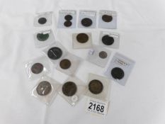 A mixed lot of coins including George II & III pennies,