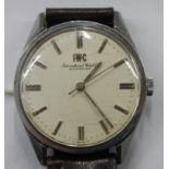 A 1950's IWC (International Watch Company) Schaffhausen stainless steel wrist watch.