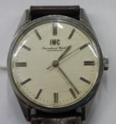 A 1950's IWC (International Watch Company) Schaffhausen stainless steel wrist watch.