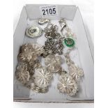 A mixed lot of silver and white metal jewellery,.