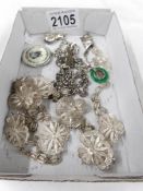 A mixed lot of silver and white metal jewellery,.