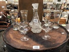 A quantity of glasses and 2 decanters