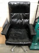 A mid 20th century De Sede DS 35 executive recliner or office swivel chair, 1960's.