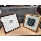 2 framed and glazed dog pictures