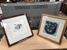 2 framed and glazed dog pictures