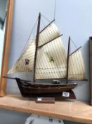 A model sailing boat