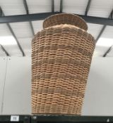 A wicker linen basket