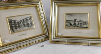 2 framed and glazed Wenk silver engravings entitled 'Pavia-Cortille Dell Universita (Pavia-