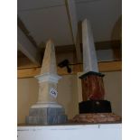 2 marble obelisk's.