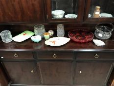 A quantity of cut glass and miscellaneous items including Carltonware and Beswick etc.