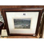 A framed and glazed picture "The flooded Trent" South Notts Hunt