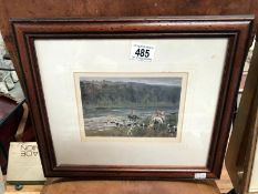 A framed and glazed picture "The flooded Trent" South Notts Hunt